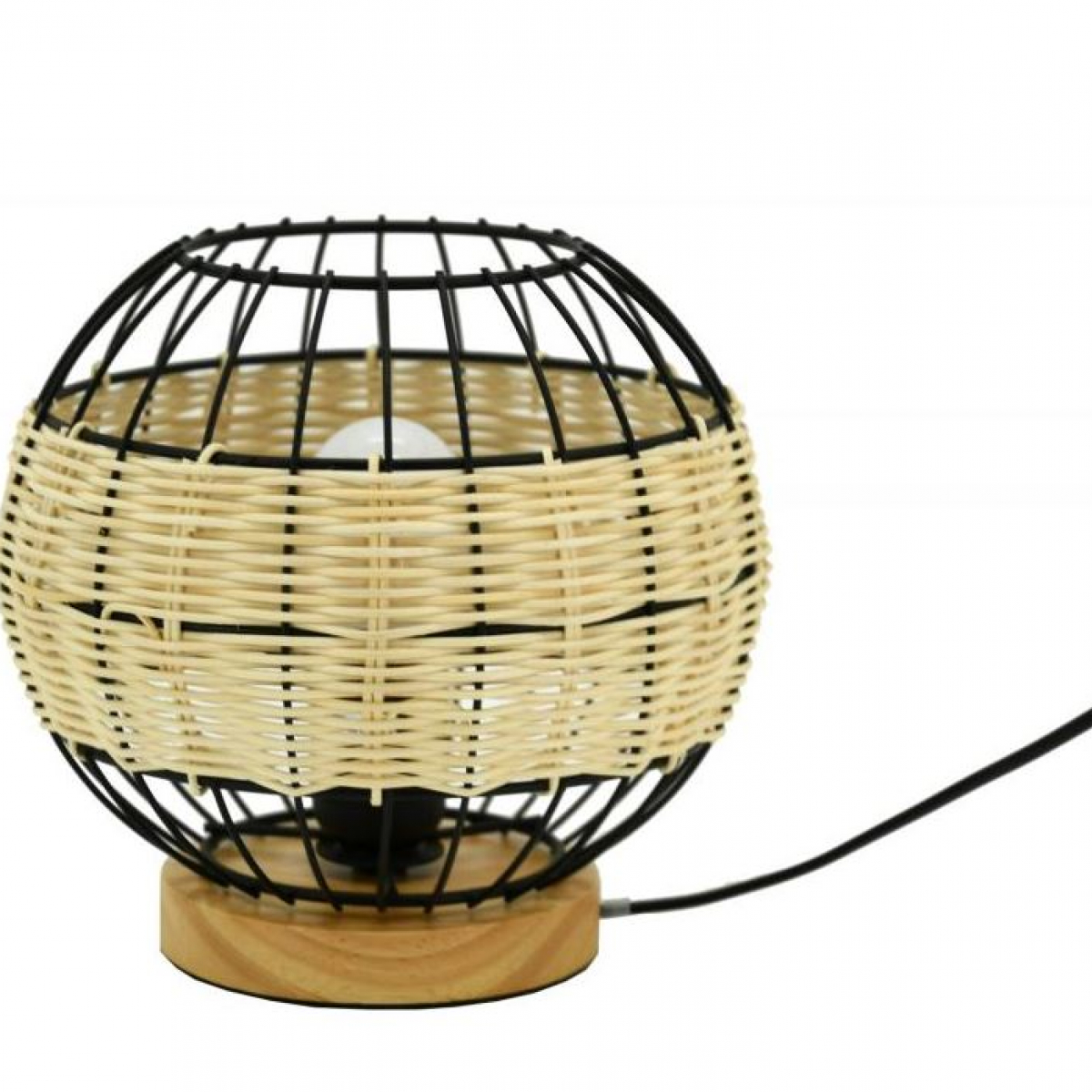 Lampe boule en rotin naturel