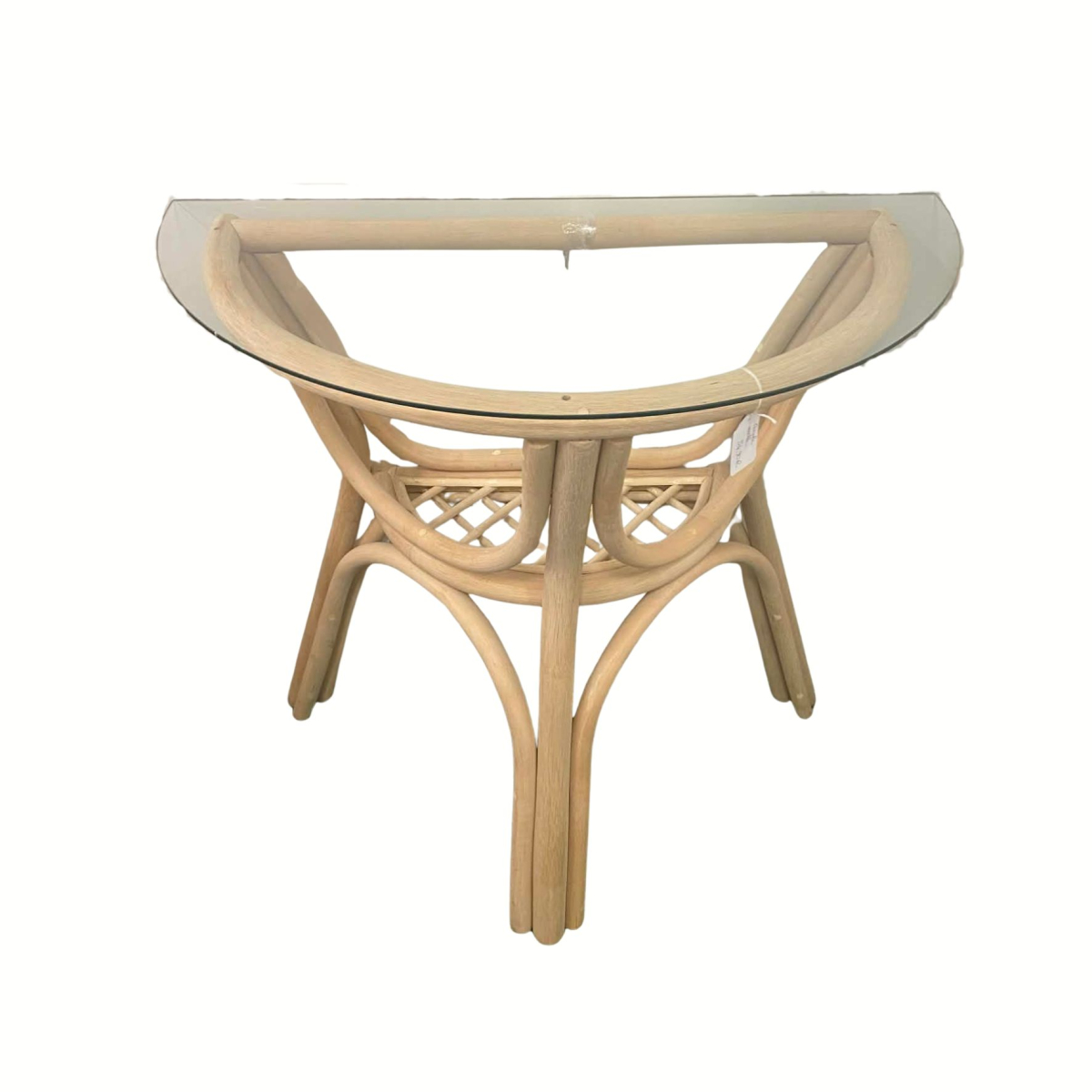 Console moelle en rotin brut avec verre