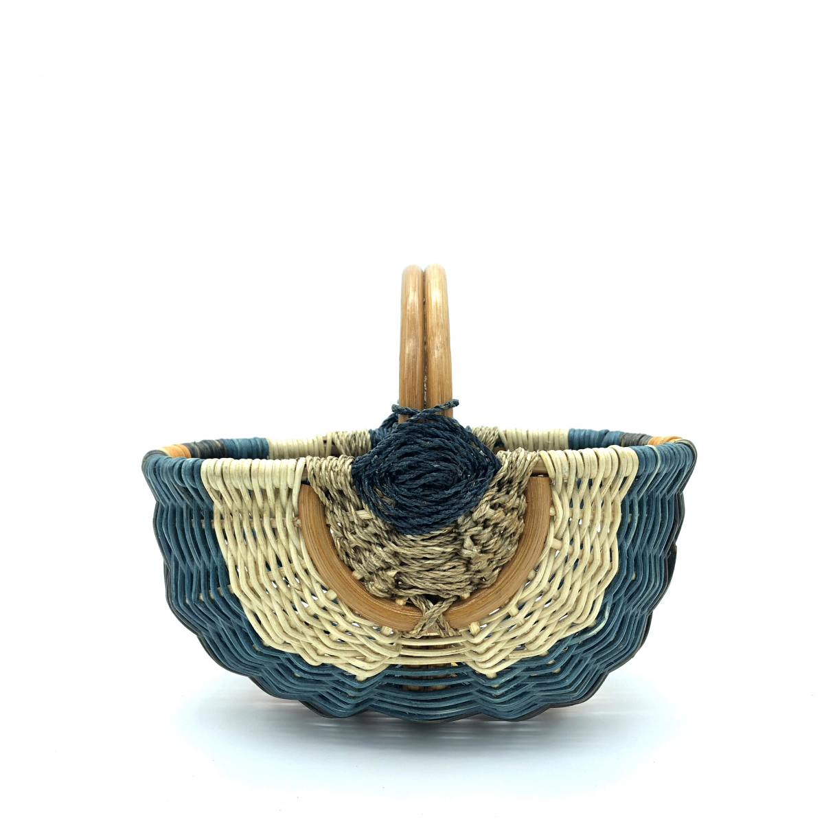 Basket on natural rattan hoops