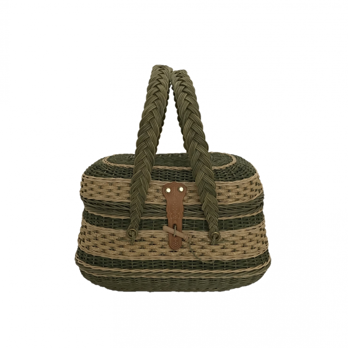 Rustic green light brown basket