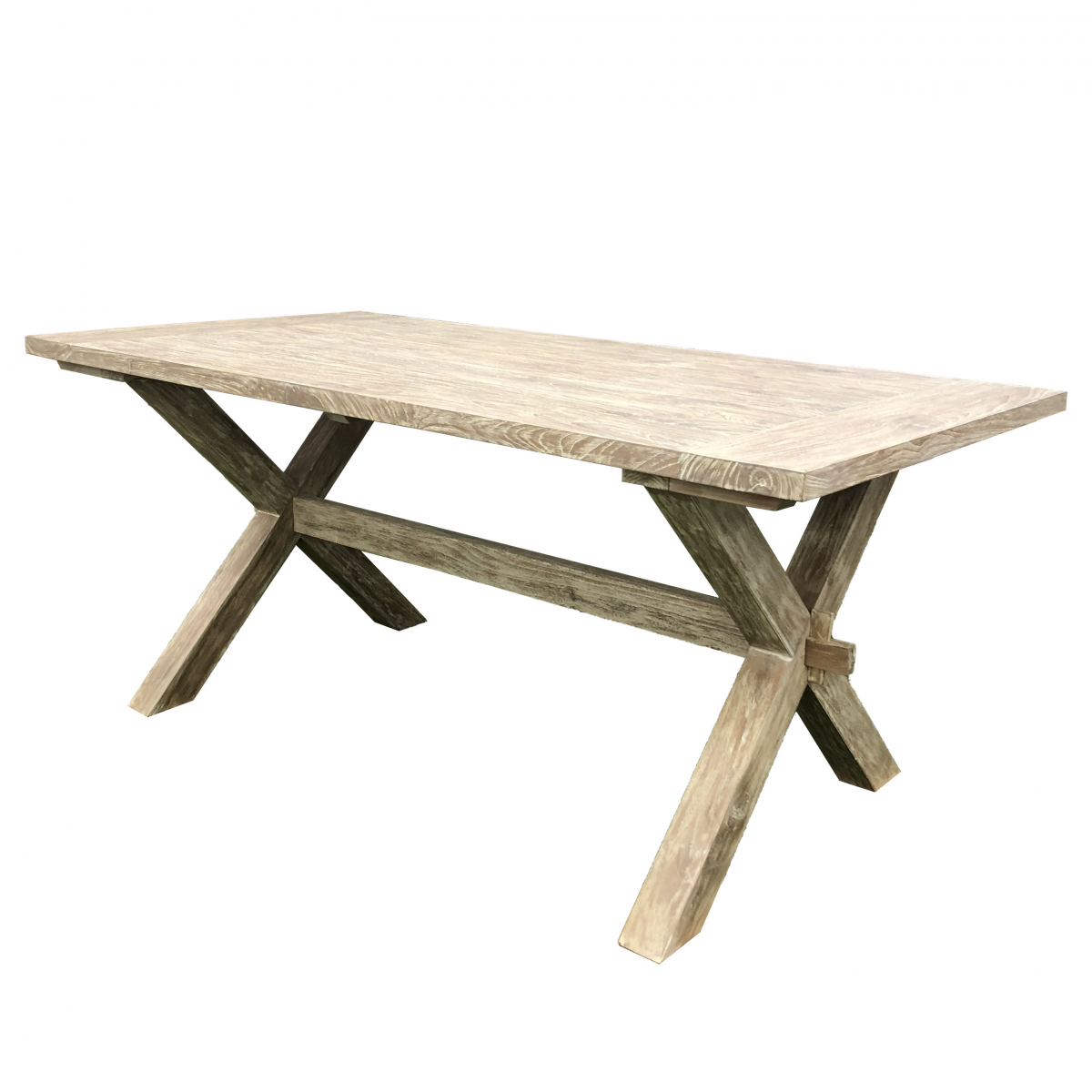 Table en teck gris blanchie