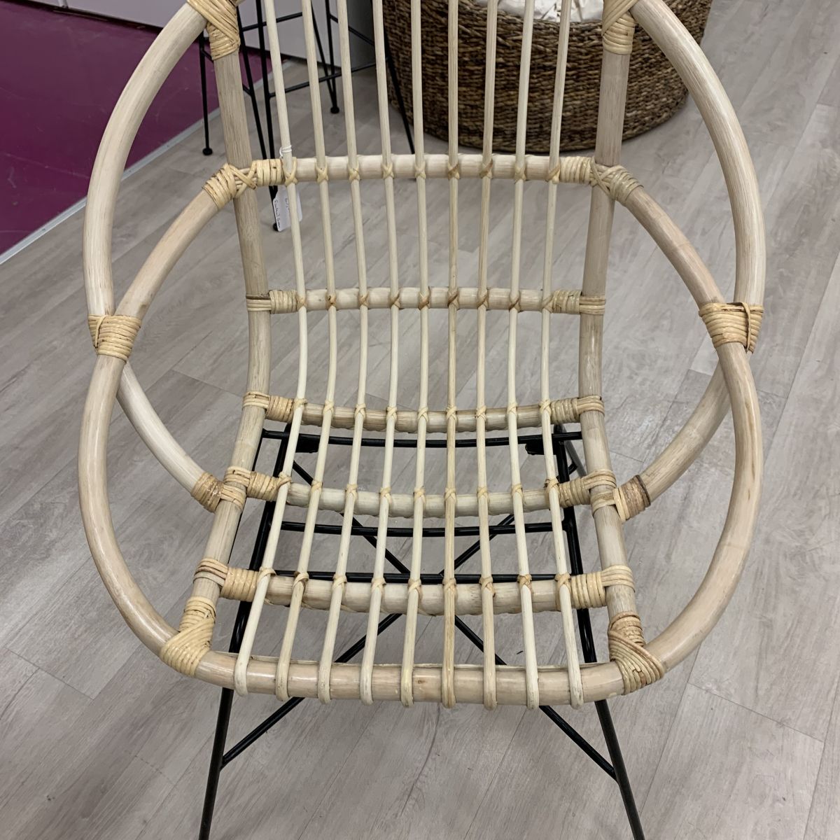 Design rattan armchair and metal leg