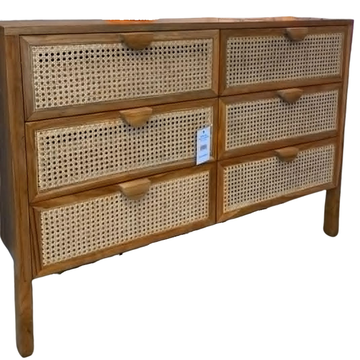Chest of drawers in natural rattan cane - 6 drawer
