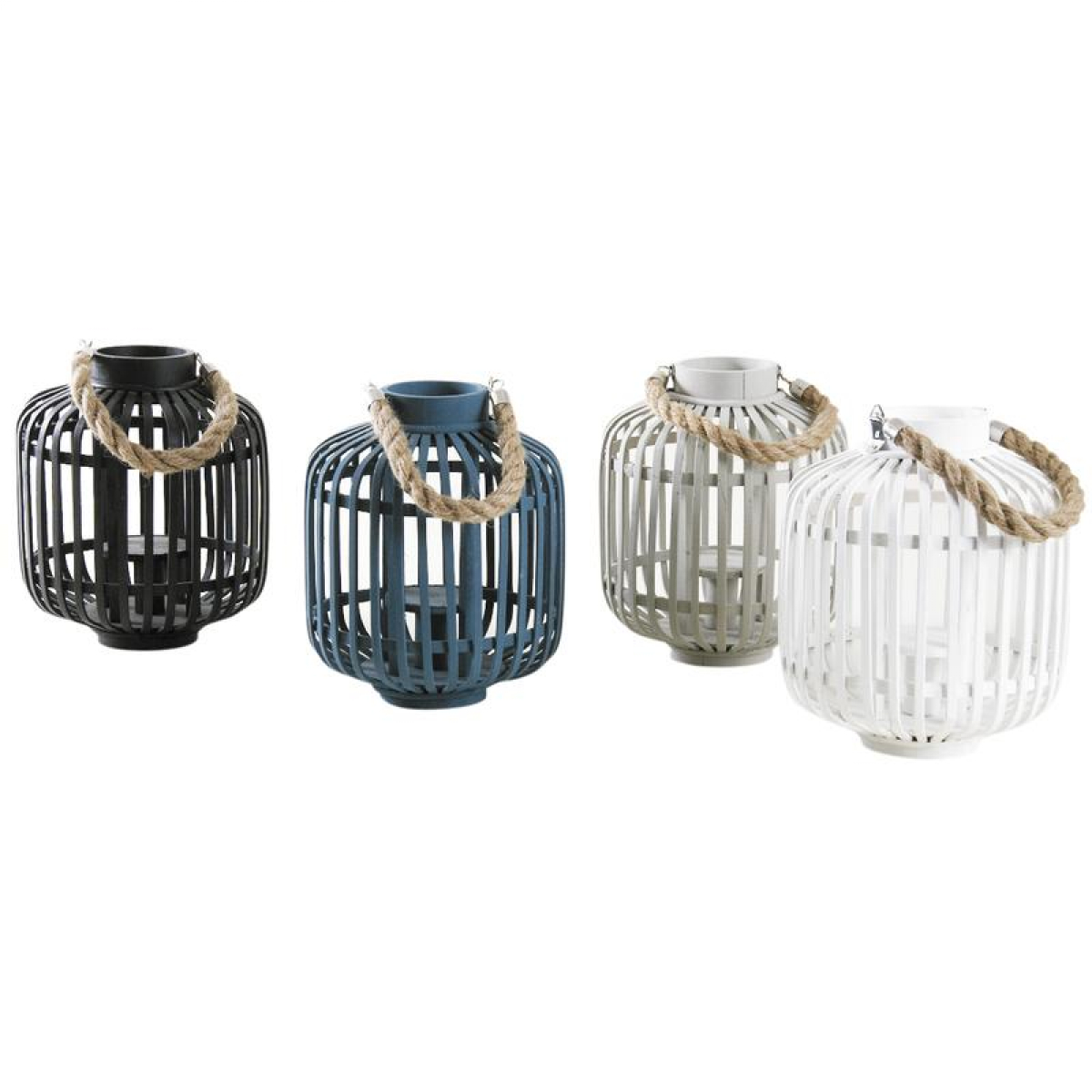 Primary blue round bamboo lantern