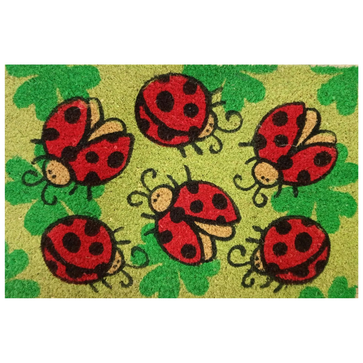 Ladybug-patterned coir doormat