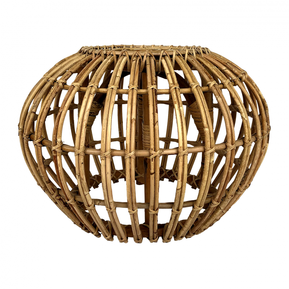 natural openwork rattan pouf