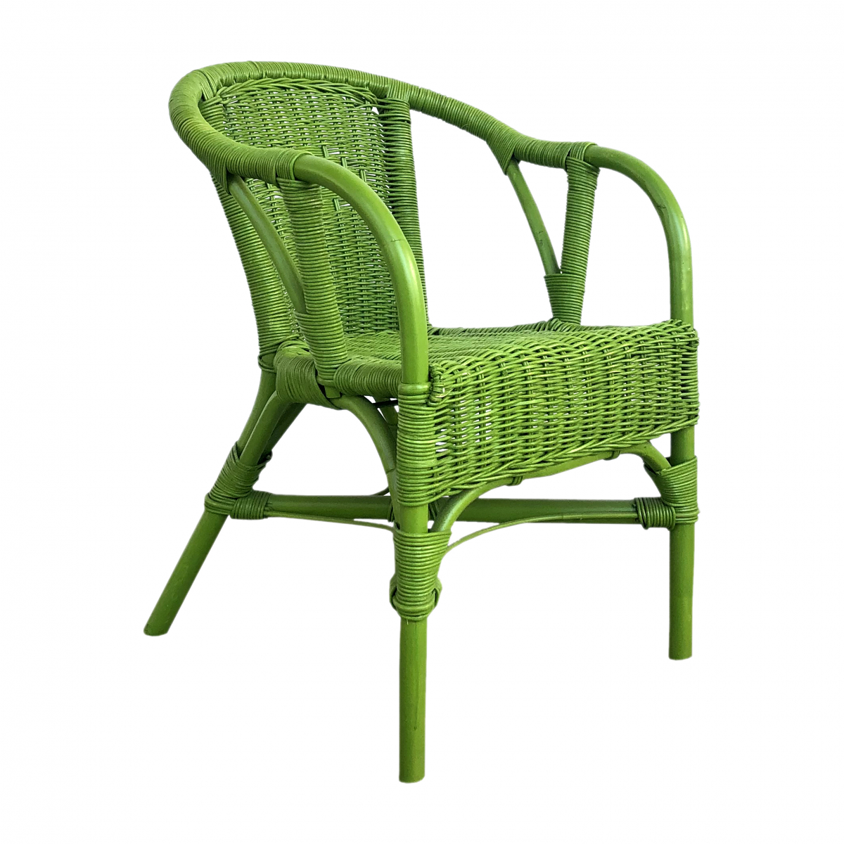 natural rattan green children's chair
