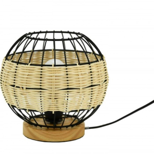 Lampe boule en rotin naturel