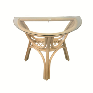 Console moelle en rotin brut avec verre