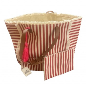 Red striped shopping bag