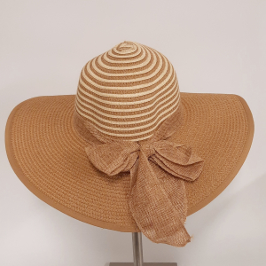 Chapeau Capeline beige et blanc