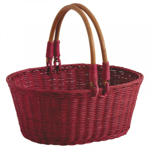 Panier en rotin rouge PM