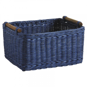 Blue stained rattan storage basket