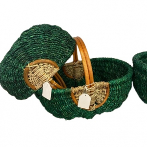 Basket on natural rattan hoops