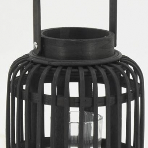 Black bamboo candle jar