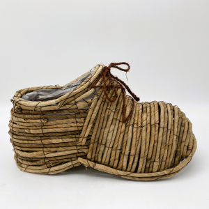 Cache Pot Chaussure en Paille Enrobée Naturelle