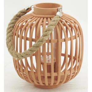 Lanterne bambou ronde couleur orange pastel