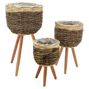Large abaca plant pot on stand
