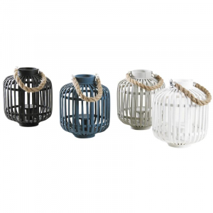 Primary blue round bamboo lantern