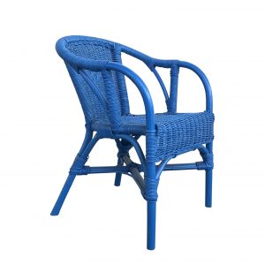 Chaise bleue pour enfant en rotin