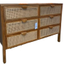 Chest of drawers in natural rattan cane - 6 drawer