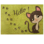 Paillasson coco motif Chat gris Hello