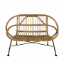 Natural rattan child's bench with metal base